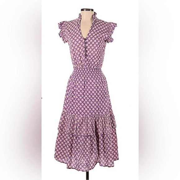 Perry walker Collective Martha 11 dress size M (2) in purple and cream print - Picture 1 of 4